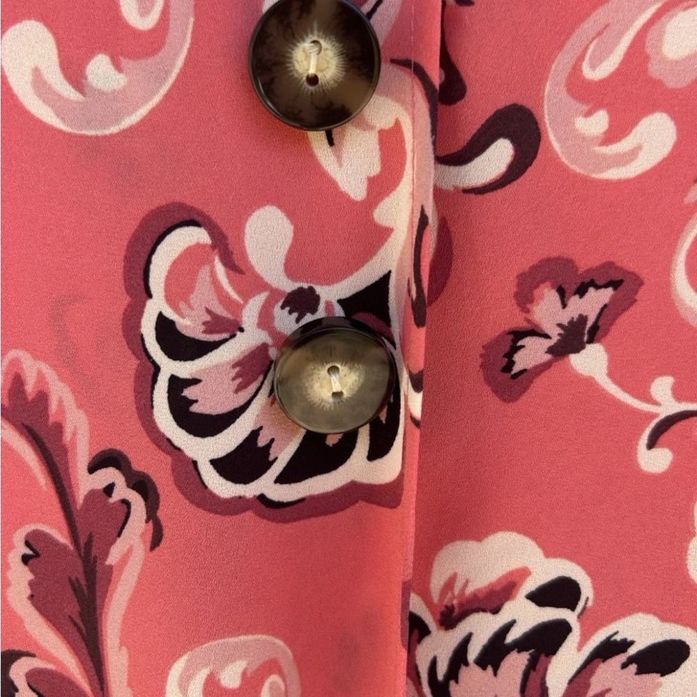 Who What Wear Skirt 10 Pink Coral Floral Lined Layered Ruffled Side Excellent - Picture 5 of 9